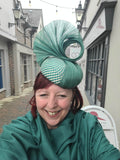 Buntal button fascinator with silk abaca trimming