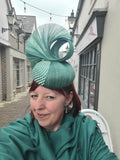 Buntal button fascinator with silk abaca trimming