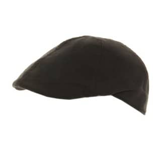 Black soft flat cap with a preformed peak