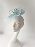 Crinoline and Sinamay Fascinator with bows and dalmonte stones