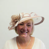 Hatinator with two tone spirals and flowers with pearls