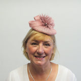 Smartie fascinator with spiky goose flowers and pearls