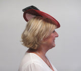 Large disc fascinator with metallic bow