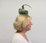 Rose fascinator with pheasant feather