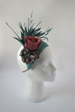 Jade Halo with feathers and rose fascinator