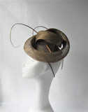 Gold and duck egg blue swirl fascinator with spines