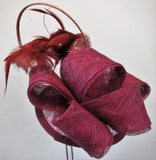Bow fascinator with feather flowers and spine