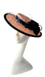 Navy and Pink Hatinator with Feather Flowers and Vintage Waffle Veiling