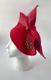 Red Sparkly felt Fascinator