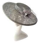 Navy and Pink Hatinator with Feather Flowers and Vintage Waffle Veiling