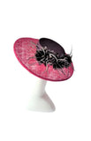 Navy and Pink Hatinator with Feather Flowers and Vintage Waffle Veiling