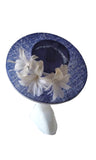 Navy and Pink Hatinator with Feather Flowers and Vintage Waffle Veiling