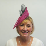 Lattice fascinator with black bow and spine