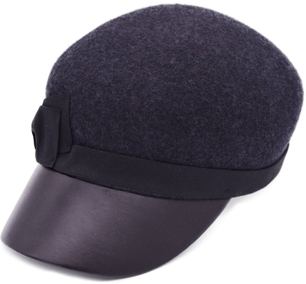 Peaked Wool Cloche Hat with bow