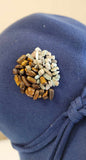 Beautiful Ying and Yang cloche hat with Tigers Eye and Lanimar Crystals