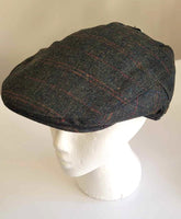 Navy checked flat cap