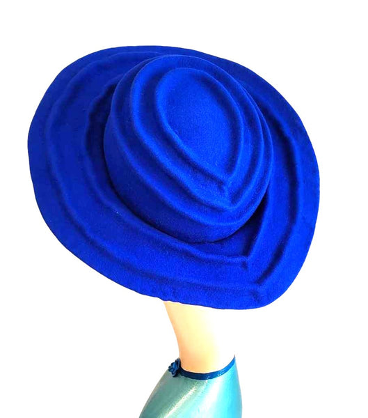 Beautiful  Royal Blue  Glastonbury felt hat with wide brim