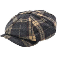 Classic Checked beige and grey Herringbone Newsboy/Bakerboy Cap