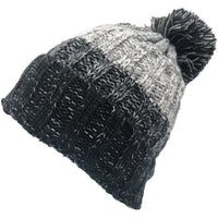 Knitted Beanie Hat with faux fur lining and bobble