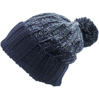 Knitted Beanie Hat with faux fur lining and bobble