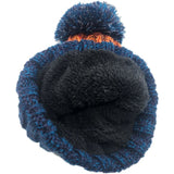 Knitted Beanie Hat with faux fur lining and bobble