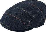 Navy checked flat cap