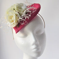 Small Teardrop fascinator with ivory roses