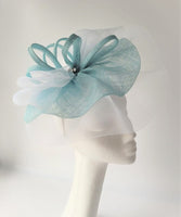 Crinoline and Sinamay Fascinator with bows and dalmonte stones