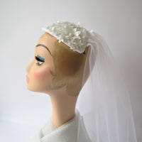 Bridal 3d white flower Halo with veiling