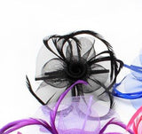 Crinoline flower fascinator with biot feathers on an aliceband