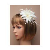 Flower fascinator  with biot feathers and pearls on a clip and pin