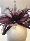Small two tone bow fascinator with feathers and diamante stones