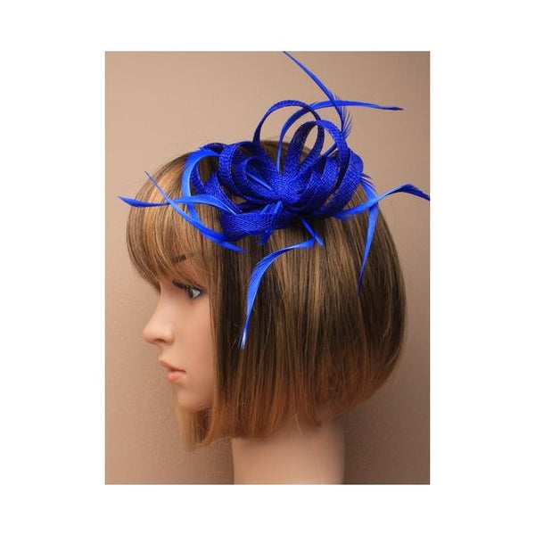 Looped sinamay with biot feathers fascinator on a clip and pin