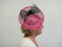 Lattice fascinator with black bow and spine