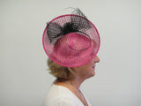 Lattice fascinator with black bow and spine
