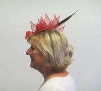Vintage Bow fascinator with upturned leaves and pheasant feathers