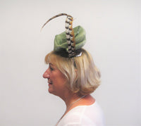Rose fascinator with pheasant feather