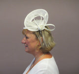 Swirl fascinator with rose and pearls