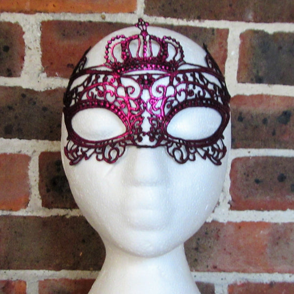 Pink Crown Lace Masquerade Mask