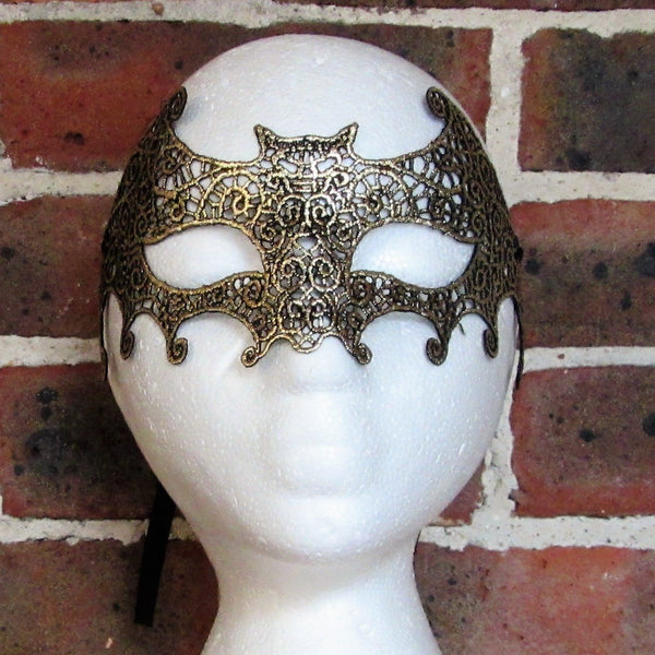 Gold Swirl Bat Lace Masquerade Mask