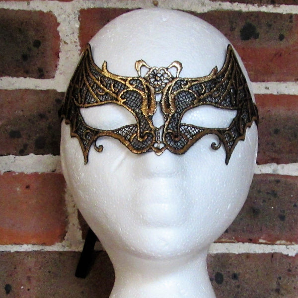 Gold Bat Lace Masquerade Mask