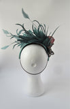 Jade Halo with feathers and rose fascinator