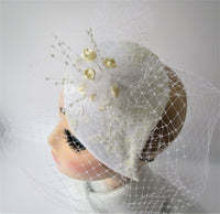 Bridal teardrop with flowers and netting
