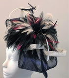 Bow with fringe and coq feathers fascinator