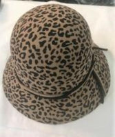 100% Wool Leopard Print Cloche Hat