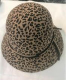 100% Wool Leopard Print Cloche Hat