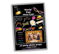 12 Party Photo Props & Large Frame