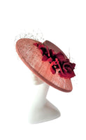 Navy and Pink Hatinator with Feather Flowers and Vintage Waffle Veiling