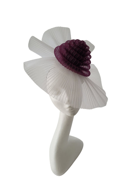 Beautiful pleated Crinoline Fascinator with shell like flower