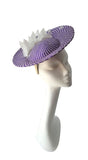 Beautiful purple and ivory fascinator with feather mount